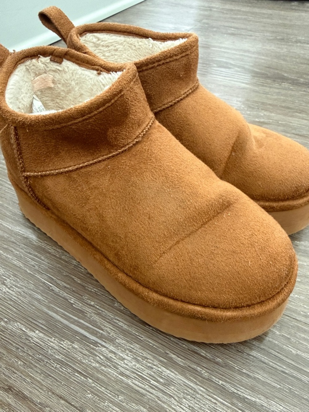 Madden Girl Chestnut Suede Platform Slipper Boots